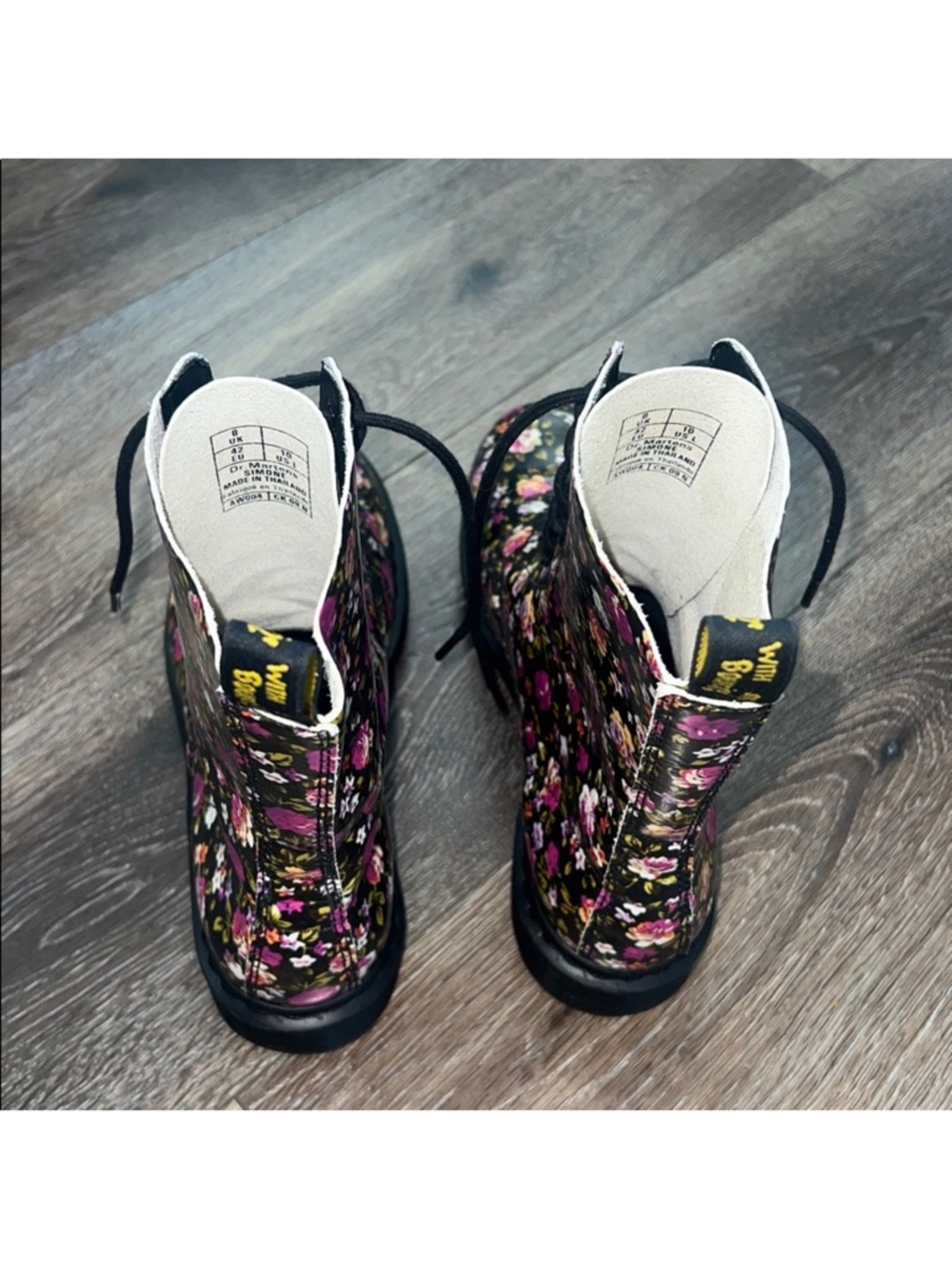 Dr. Martens Womens Simone Floral Leather Lace Up Combat Ankle Boots Rare Sz 10 - Picture 10 of 12